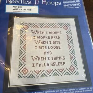 NEW Needles n Hoops #209 WHEN I THINKS Stamped Cross Stitch Kit Old Stock Gramma